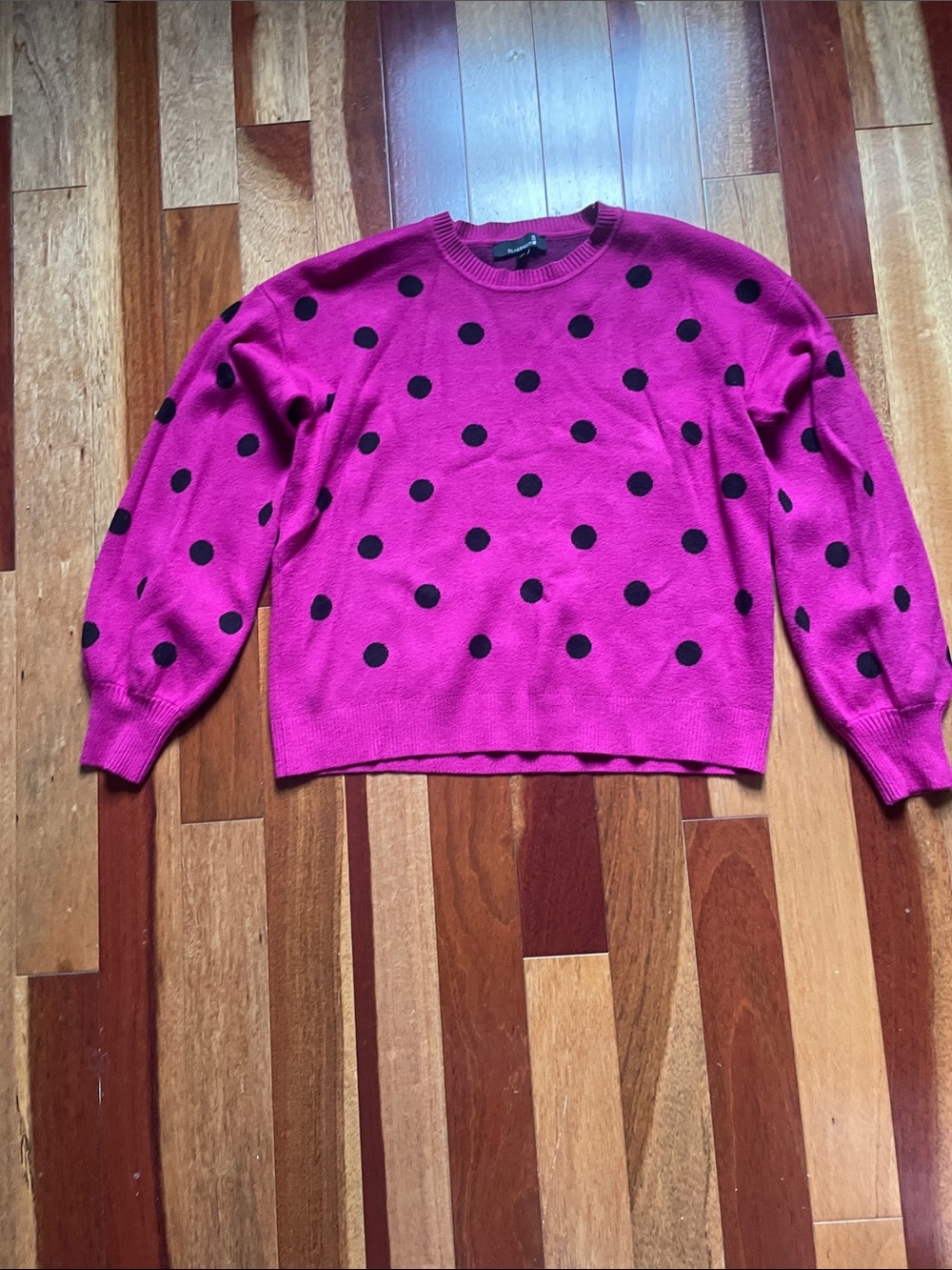 Women's Polka Dot Crewneck Sweater in Bright Pink